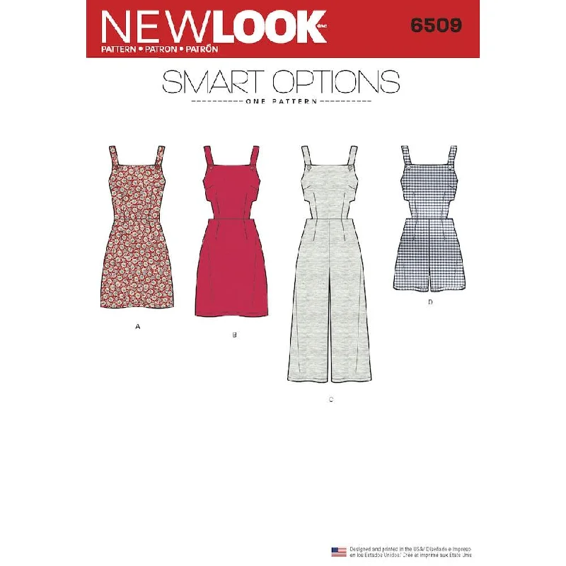 Newlook Pattern 6509 Women’s Jumper, Romper, and Dress with Bodice Variations Chenille Blend Fleece Blend Nylon Blend