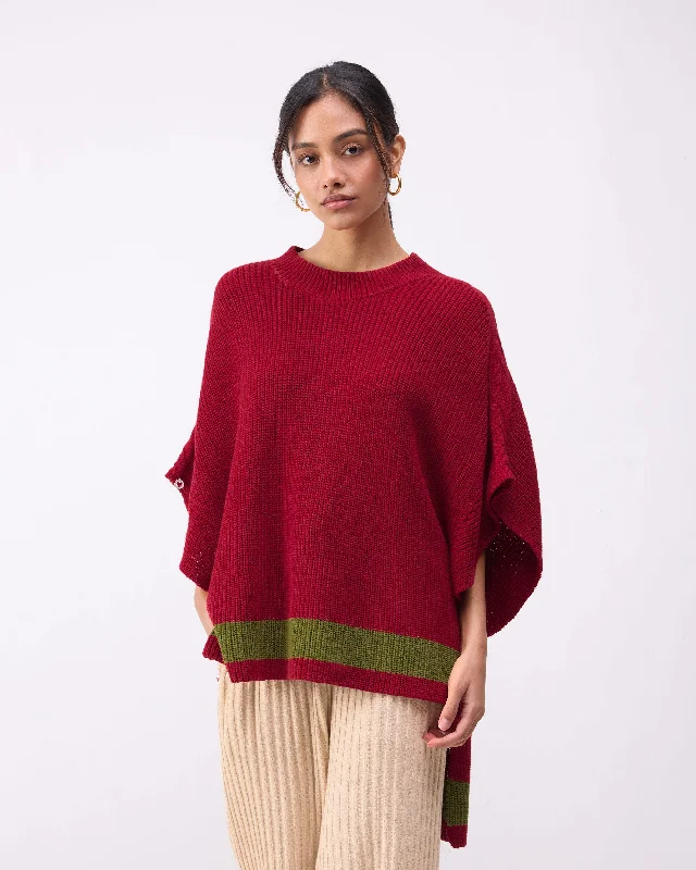 Dream High-low Hem Sweater - Red & Green Stripes Faux Fur Fabric Real Fur Fabric Shearling Fabric