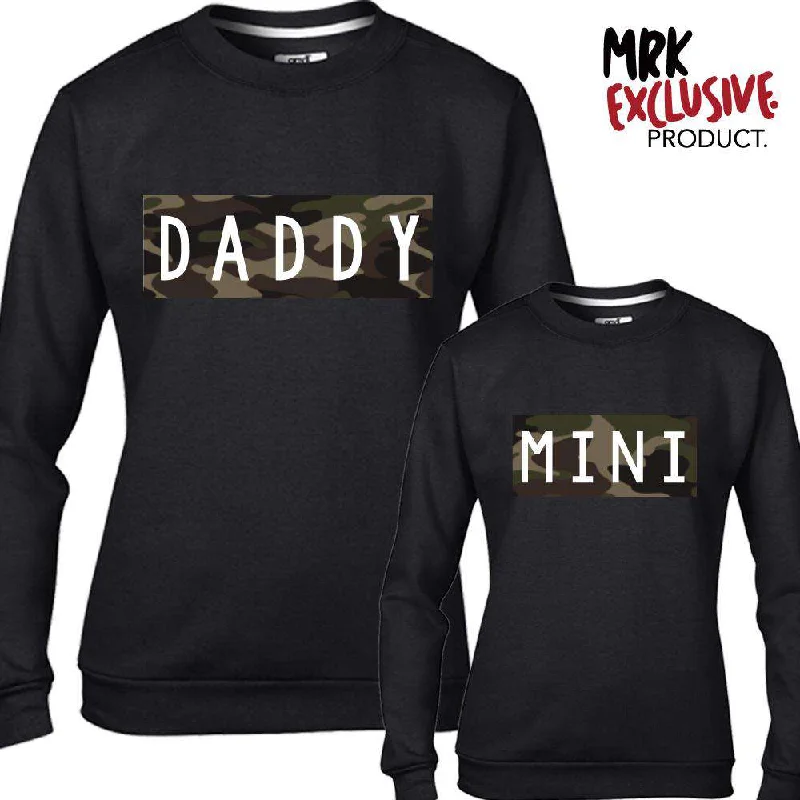 Matching Daddy & Mini Camo Black Sweaters (MRK X) Beaded Sweater Sequined Faux Fur