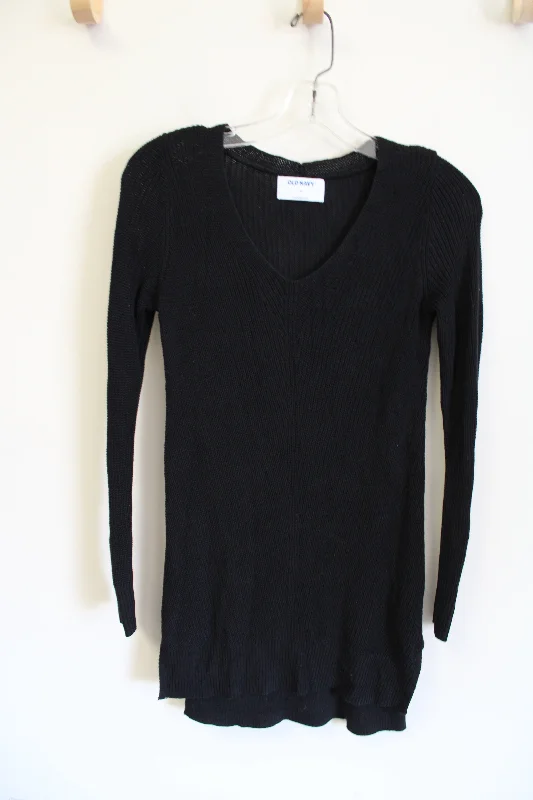 Old Navy Black Long Knit Sweater | XS Iron Safe Non-Iron Wrinkle Free