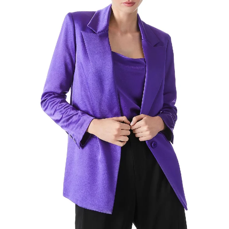 Womens Satin Office One-Button Blazer Women's Luxurious Jacket