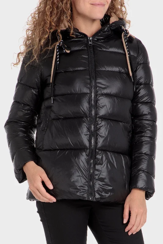 Parka with hood Quilted Fitted Parka Coat