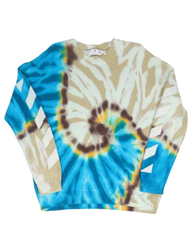 Tie Dye Knit Sweater Graphic Sweater Embroidered Appliqued