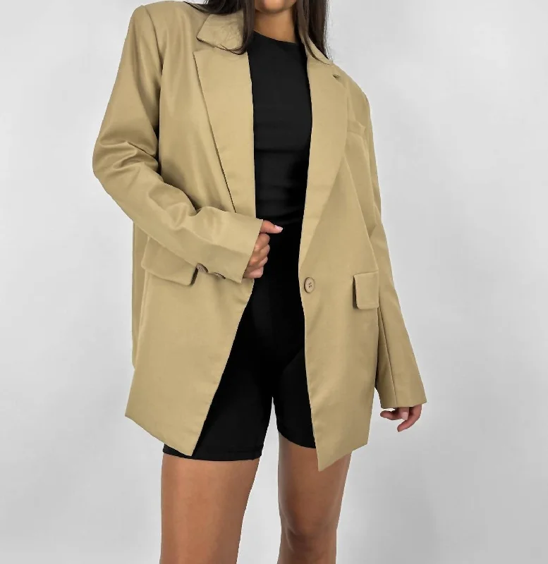 Monochrome Oversized Blazer In Tan Women's Classic Blazer