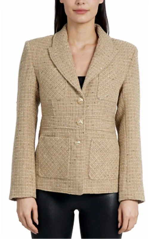 Gold Peyton Blazer Linen Women's Suit