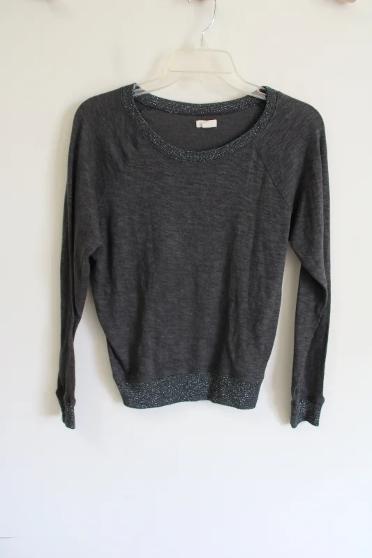 Aerie Gray Knit Lightweight Sweater | M Seamless Knitted Crochet