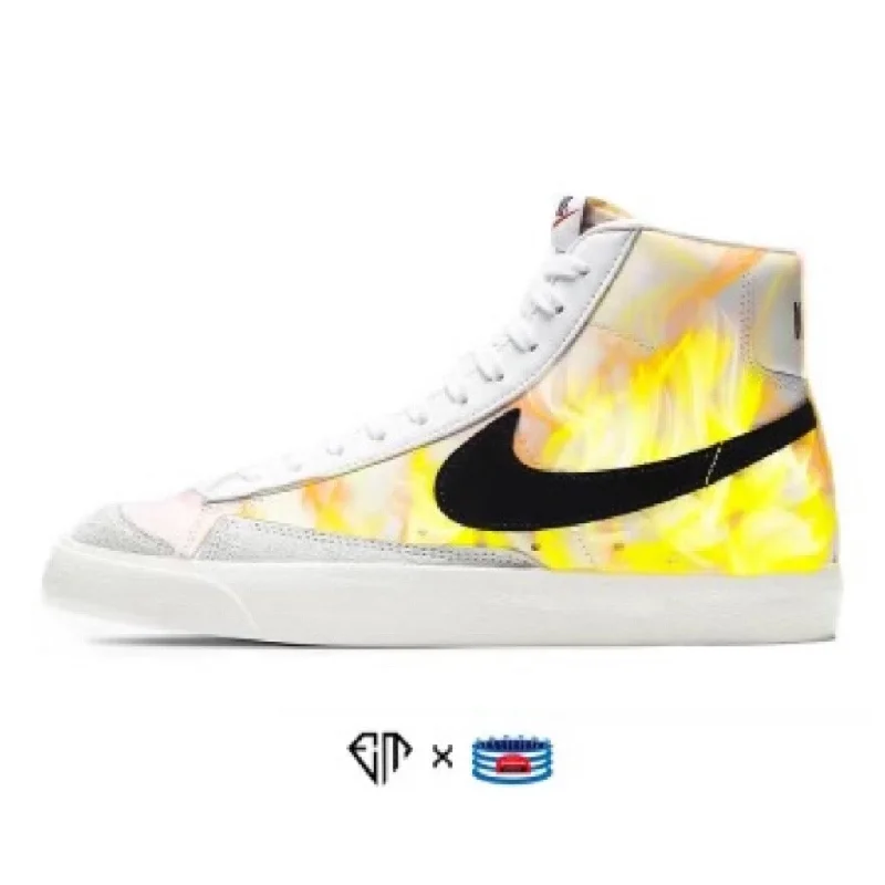 "Fire" Nike Blazer Mid Shoes by Stadium Custom Kicks Women's Custom Jacket