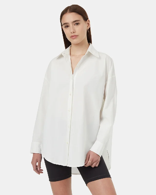 EcoStretch Cotton Oversized Shirt Hooded Caped Shawl Collar