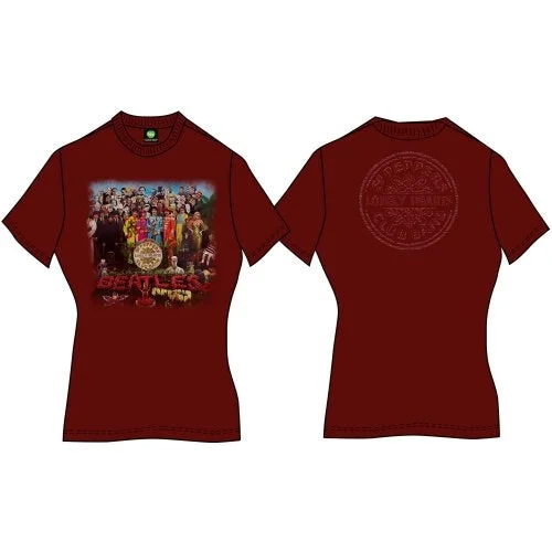 The Beatles Sgt Pepper Ladies T-Shirt Welt Pockets Slit Pockets Flap Pockets