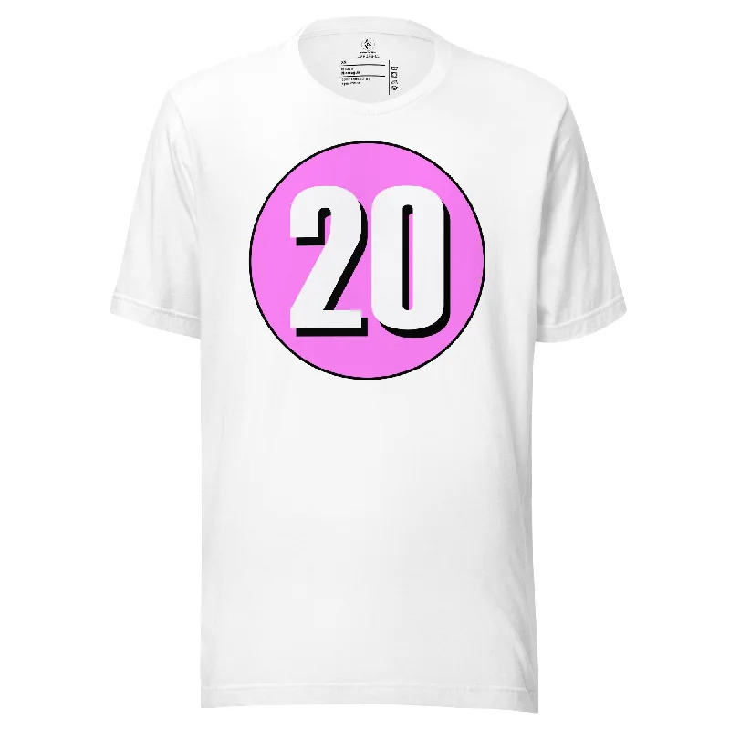 Unisex t-shirt: White on Pink 20 Hooded Caped Shawl Collar