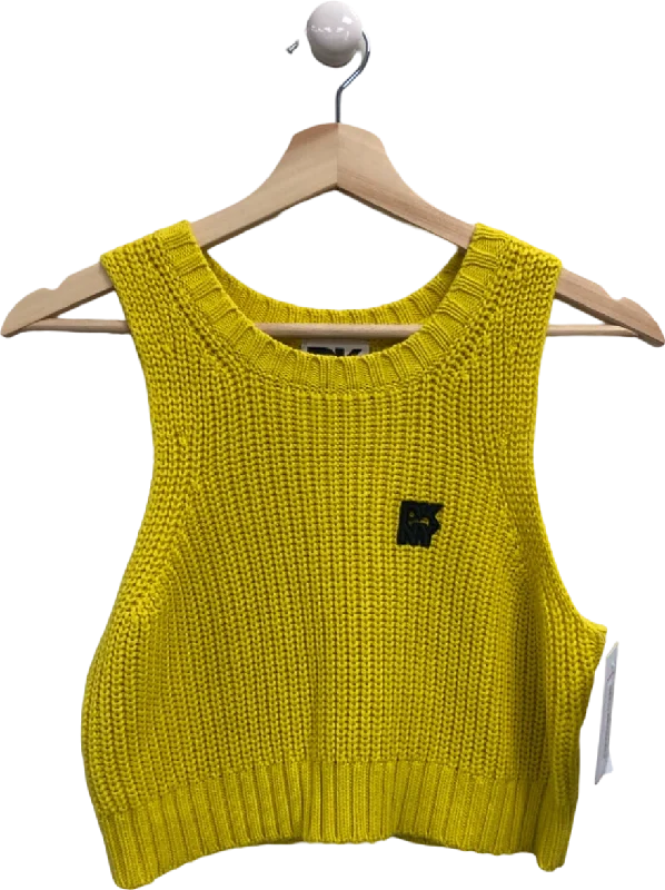 DKNY Yellow Knitted Tank Top UK M strapless tank top