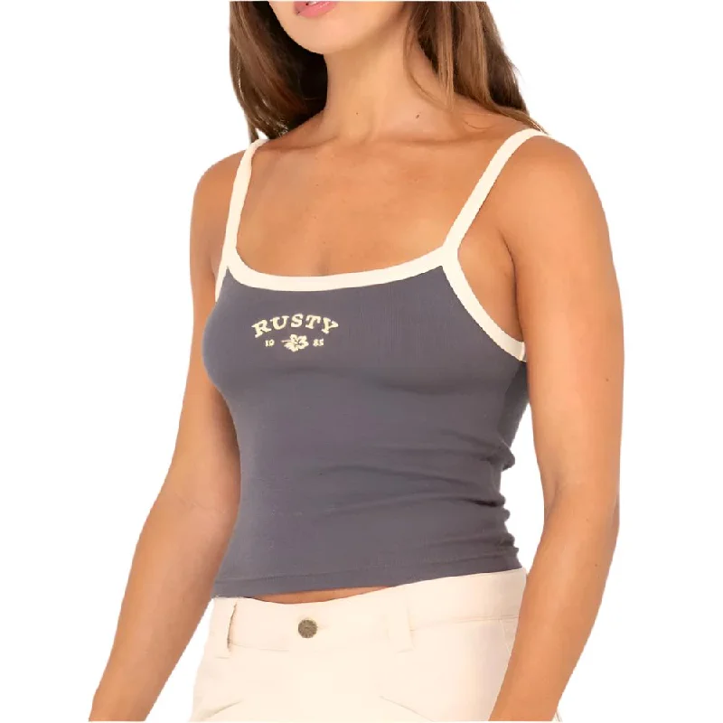 Thriving Ribbed Skimmer Length Tank - Womens silver tank top