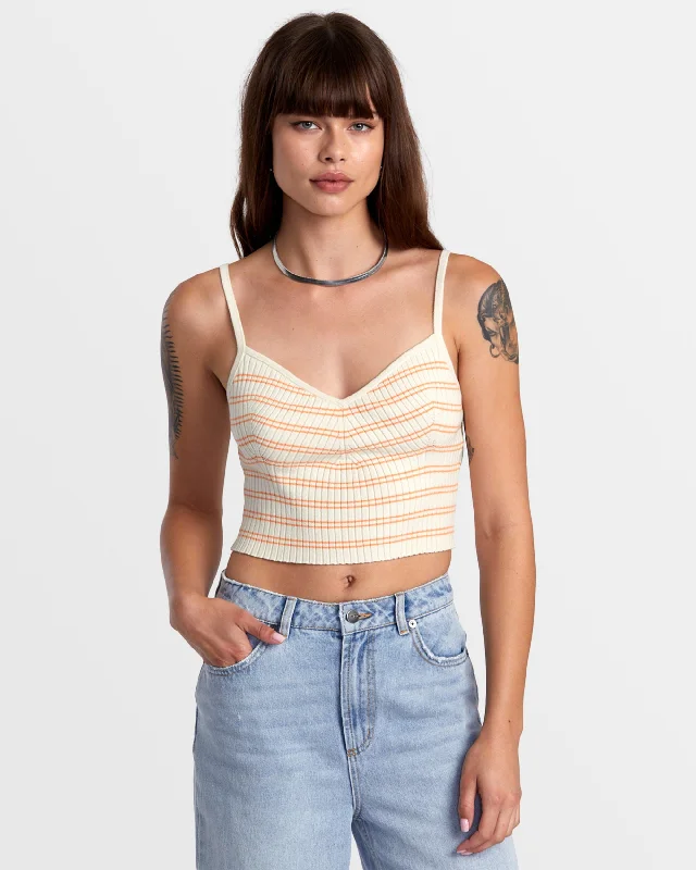 Silhouette Knitted Tank - Latte cotton tank top