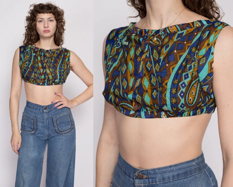 Vintage Psychedelic Cropped Tank - Petite Medium pastel tank top