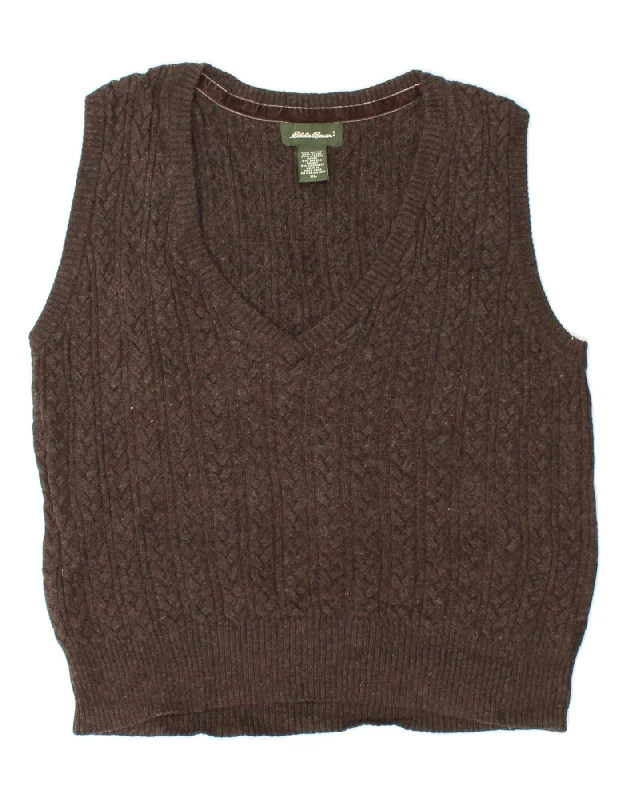 EDDIE BAUER Womens Vest Tank Top UK 18 XL Brown Cotton fitted tank top