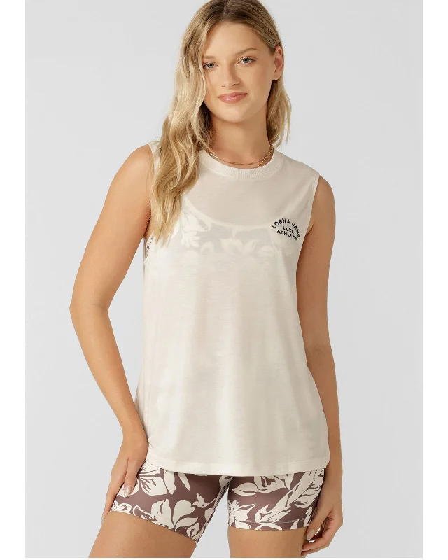 Lorna Jane Lotus Muscle Tank - Cream breathable tank top