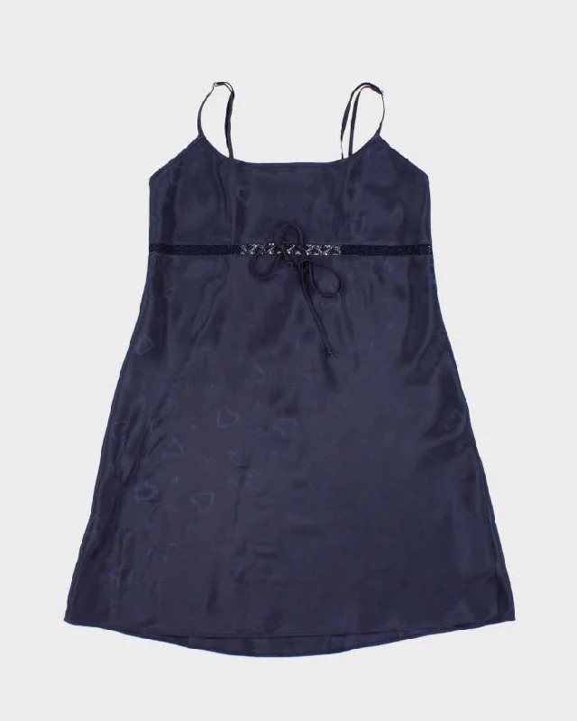 90s Navy Lingerie Slip Dress - M Tunics Long Elegant