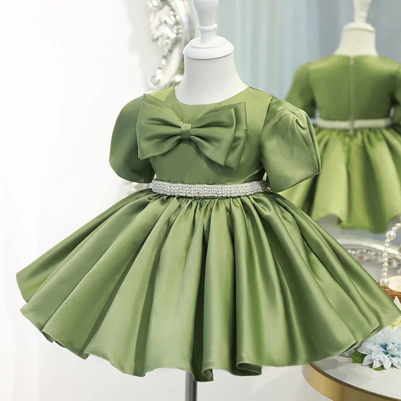 Baby Girl Pincess Dresses Girl Summer Green Bow Bed Birthday Party Dresses Tunics Spring floral