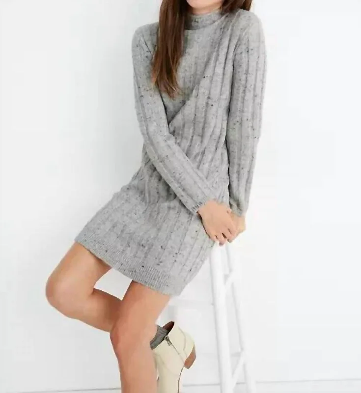 Donegal Rolled Mock Neck Sweater Dress In Gray Tunics Running lightweight