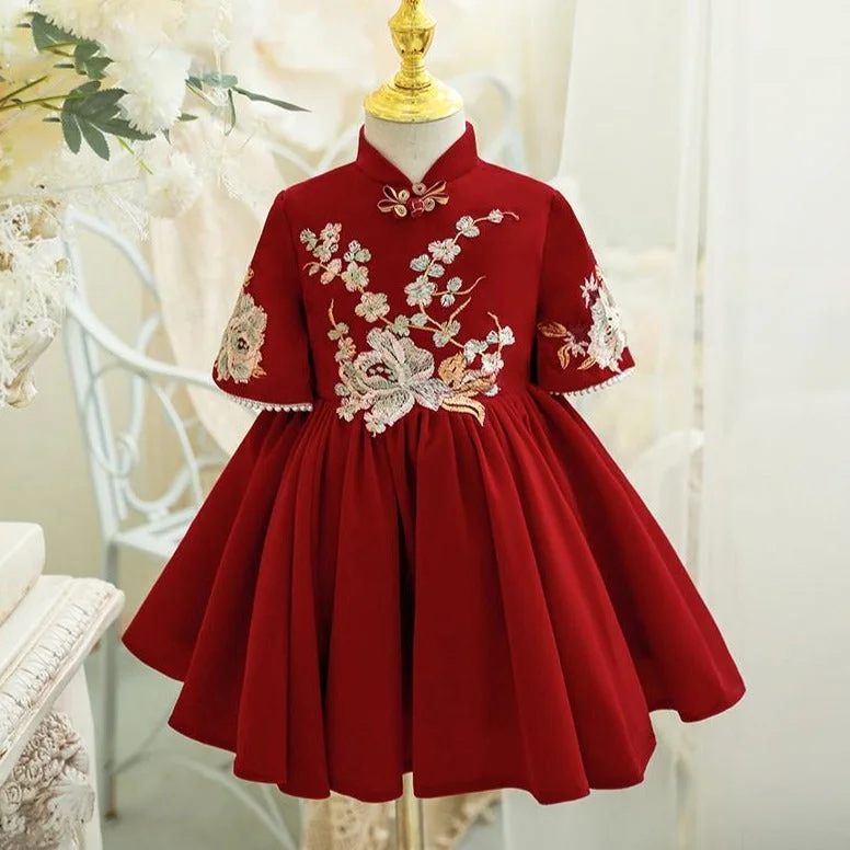 Girl Christmas Dress Baby Girl Elegant Embroidery Flower Girl Dress Princess Dress Tunics Lace romantic