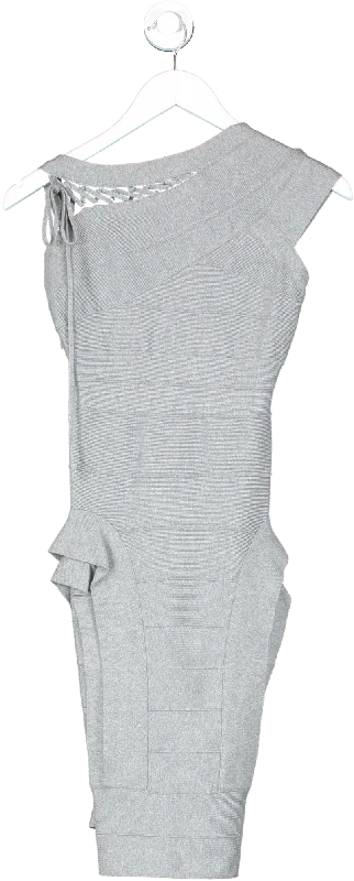 Herve Leger Grey bandage Cocktail Dress UK XS Boatneck Modish Everyday