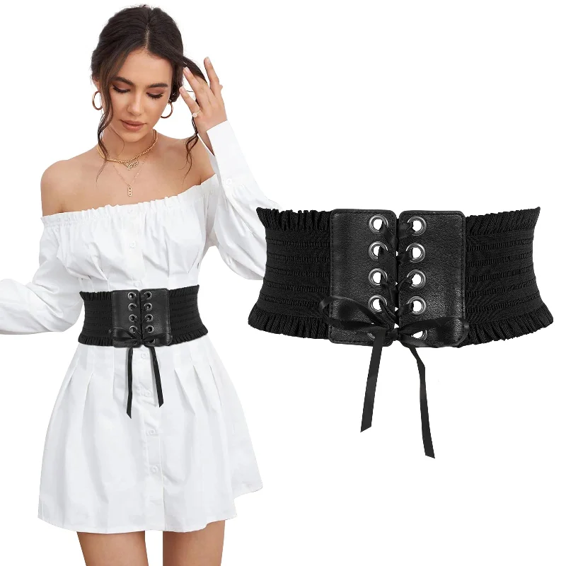 JASGOOD Women Wide Elastic Lace-up Waist Belt,Tied Costume Corset Waist Belt for Dress Tunics Recommended stylist