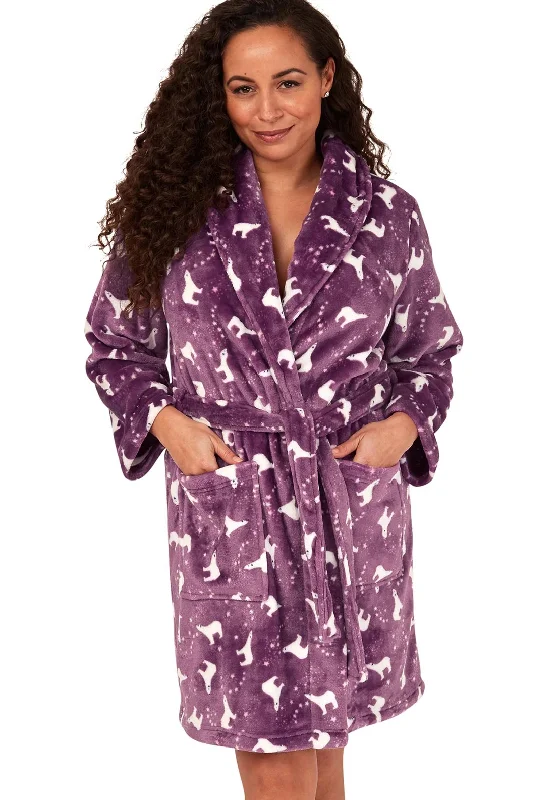 Indigo Sky Polar Bear Fleece Wrap Dressing Gown, Orchid Tunics Chic fashionable