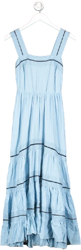 MISA Los Angeles Blue Aurelia Dress In Pale Linen UK XS Tunics Luxurious high-end