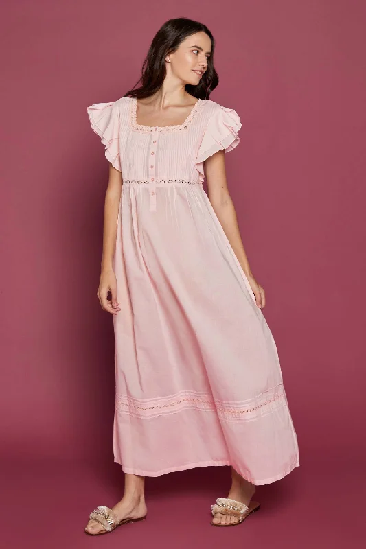 Nightdress Alivia Pink Crew Neckline Sporty