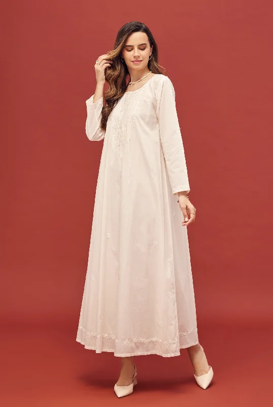 Noor Blush Pink Full Sleeve Nightdress Tunics Chic elegant