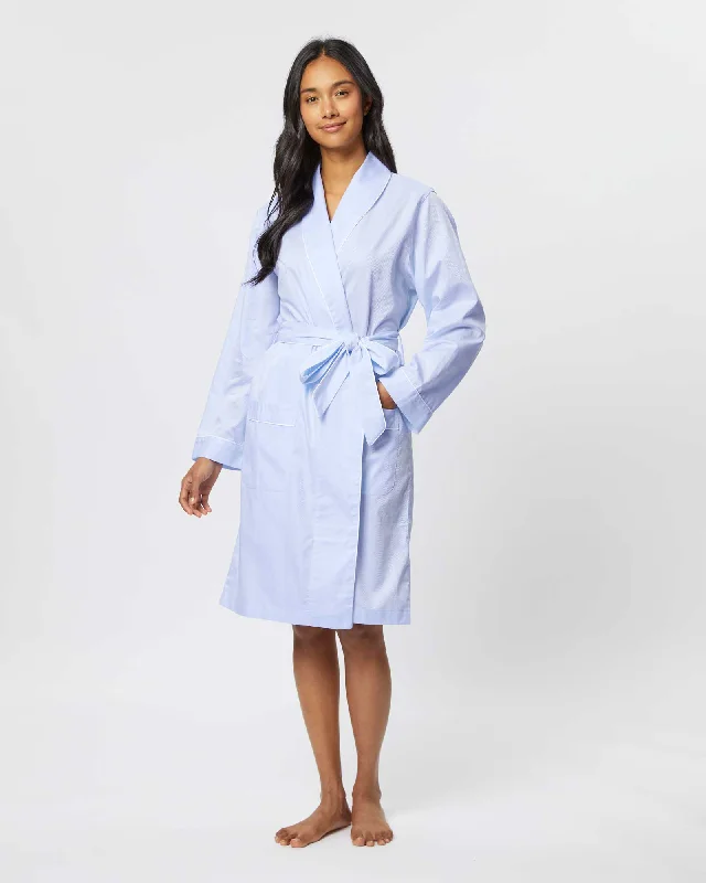 Women's Jacquard Short Dressing Gown - Blue Tunics Winter warm