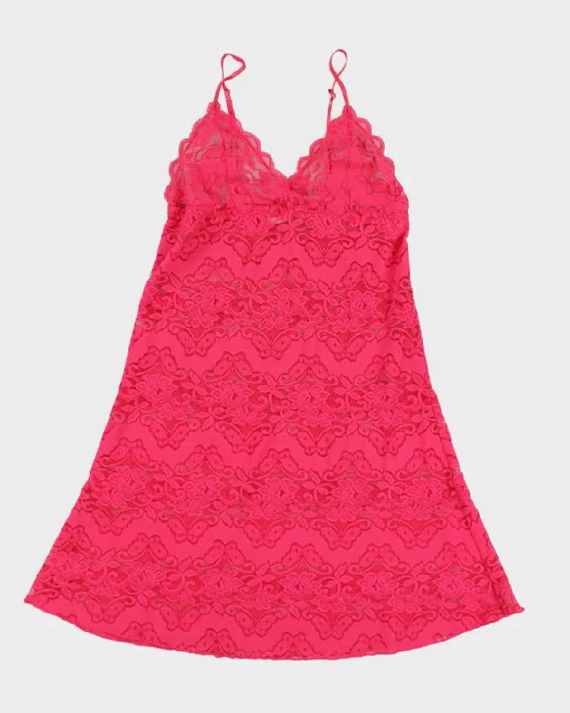 Vintage 90s/00s La Vie En Rose Pink Lace Slip Dress - M Tunics Trendy modern