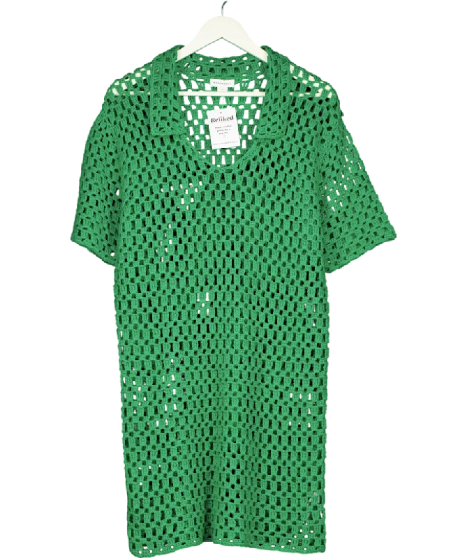 Warehouse Green Collared Cover Up Dress UK M Tunics Solid Classic