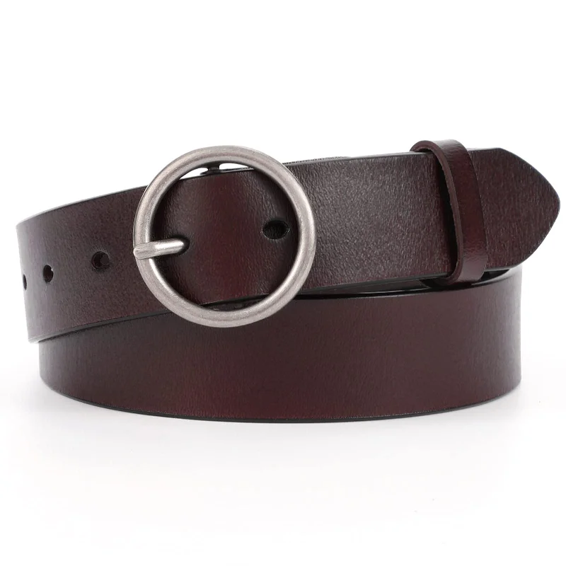 Women Casual Dress Belt Fashion Leather Belt with O Ring Buckle for Jeans Pants Tunics Fleece cozy