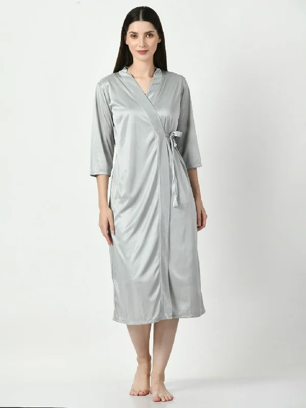 Women's Satin Grey Nightdress - Legit Affair Tunics Favorite customer