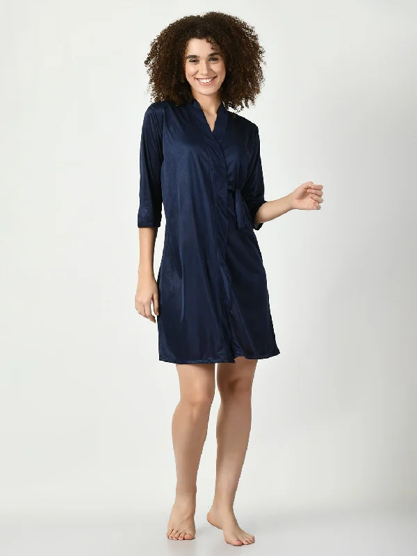 Women's Satin Blue Nightdress - Legit Affair Tunics Yoga stretchy