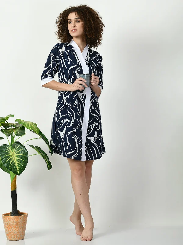 Women's Satin Navy Blue Nightdress - Legit Affair Tunics Trendy modern