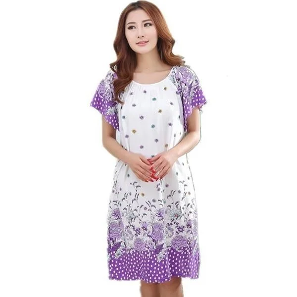 Women's Cotton Summer Dressing Plus Size Nightgowns Nightshirts Cowl Neckline Elegant