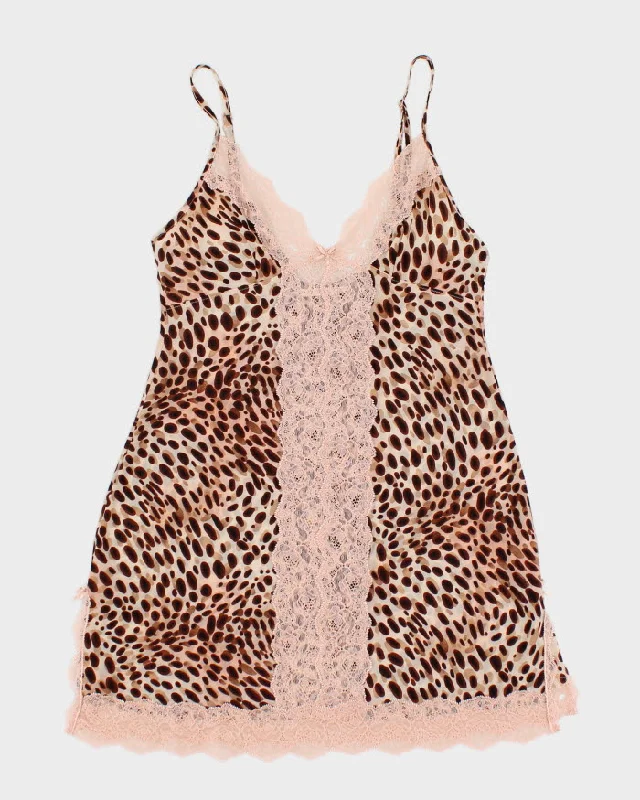 Y2K 00s Victoria's Secret Cheetah Print Slip Dress - S Pencil Office Professional